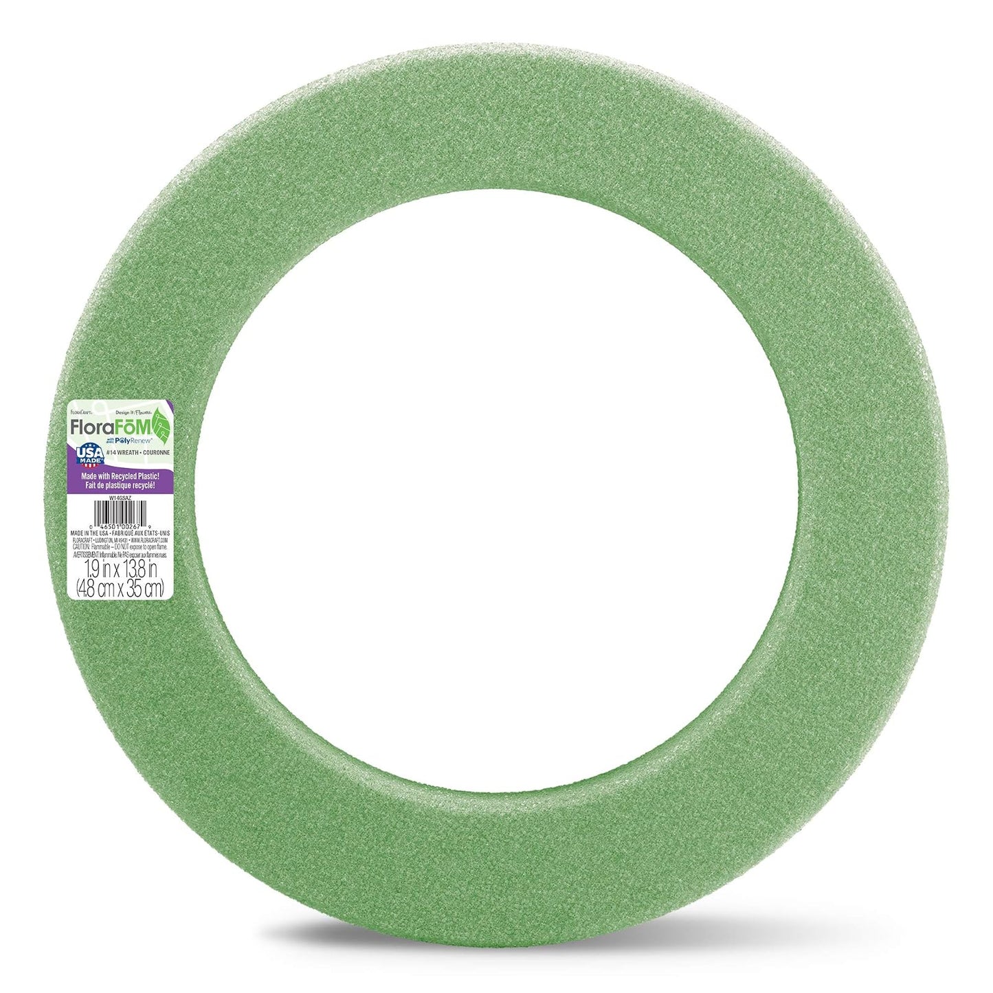 FloraCraft FloraFM Wreath 1.9 Inch x 13.8 Inch Green