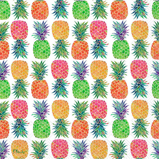 Boston International IHR 3-Ply Paper Napkins, 20-Count Cocktail Size, Tahiti Pineapple Repeat