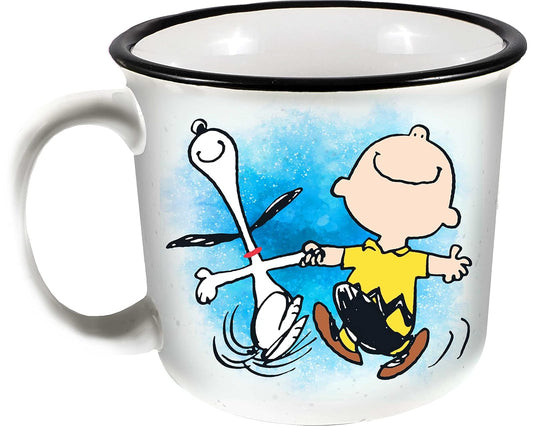 Spoontiques - Snoopy Camper Mug Cute Ceramic Campfire Mug - Great for Outdoor Lovers, Backpackers, Adventurers - Friends & Family Gifts
