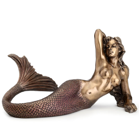 Large Nude Mermaid Lying Back Sculpture Nautical Decor