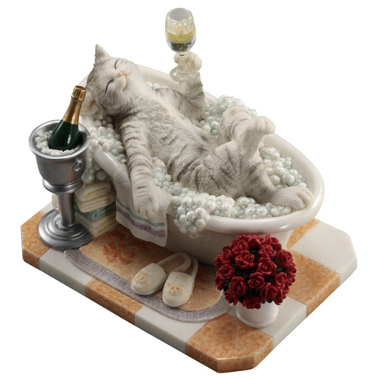 Veronese Design 4 1/8 Inch Bathing Bubbling Tubby Cat Resin Animal Collectible Hand Painted Miniature