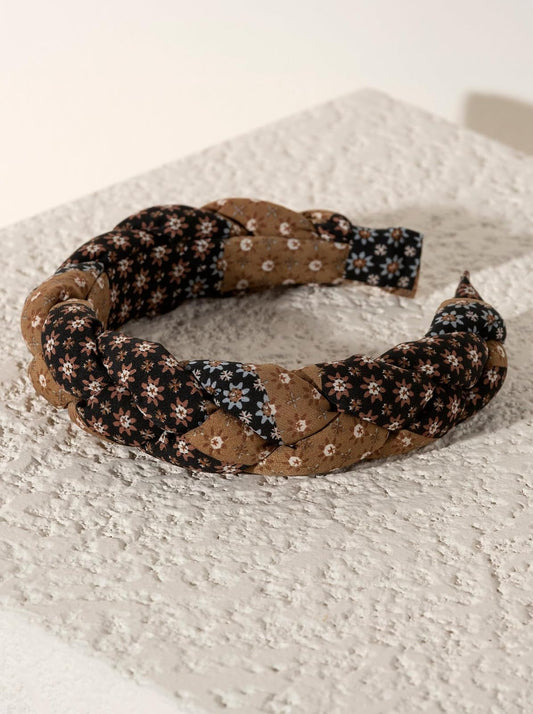 Shiraleah Braided Print Headband-Tan