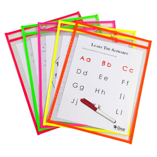 C-Line Card Document Sleeve, 10/PK, Assorted Neon Colors
