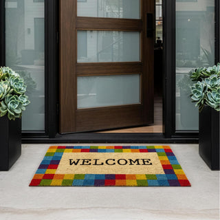 Home Furnishings By Larry Traverso Rug, 18" x 30", Rainbow Checks