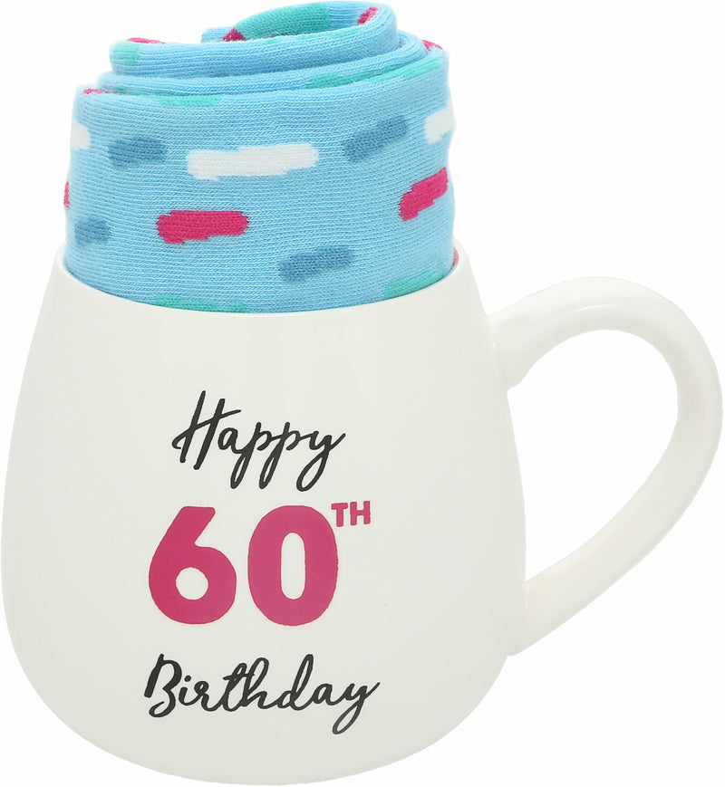 Pavilion - Happy 60th Birthday - 15.5 Oz Coffee Mug Tea Cup With Crew Socks Party Supplies Birthday Decorations