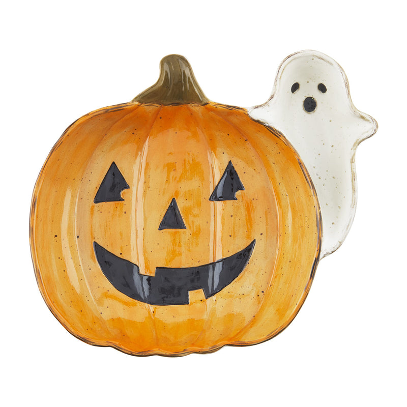 Mud Pie Halloween Chip and Dip Bowl, Pumpkin and Ghost