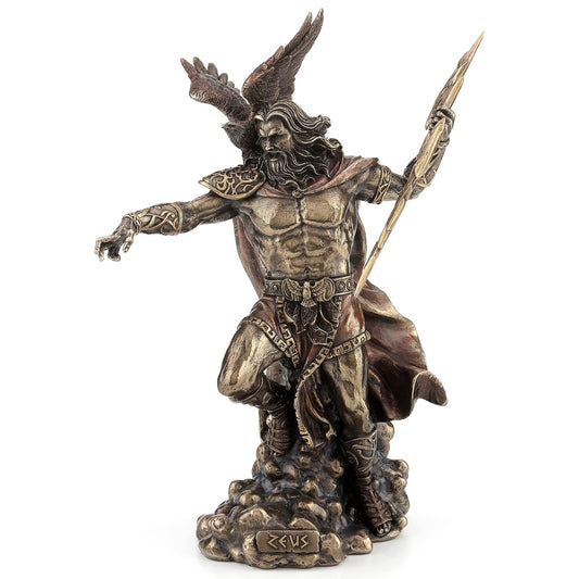 Unicorn Studio Zeus Greek God Holding Thunderbolt Statue with Eagle