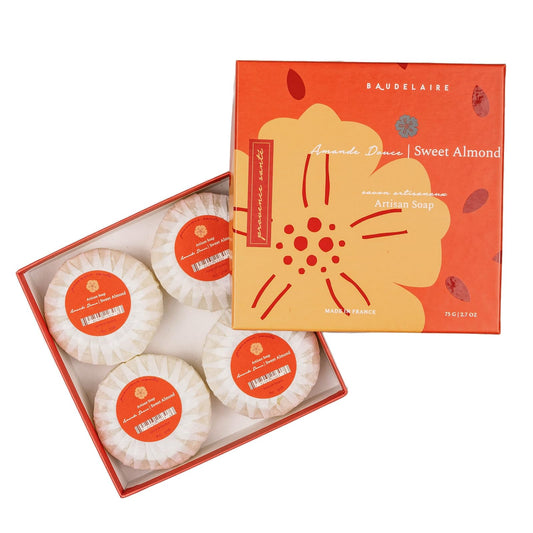 Baudelaire Provence Sante PS Gift Soap Sweet Almond, 2.7oz 4 Bar Gift Box