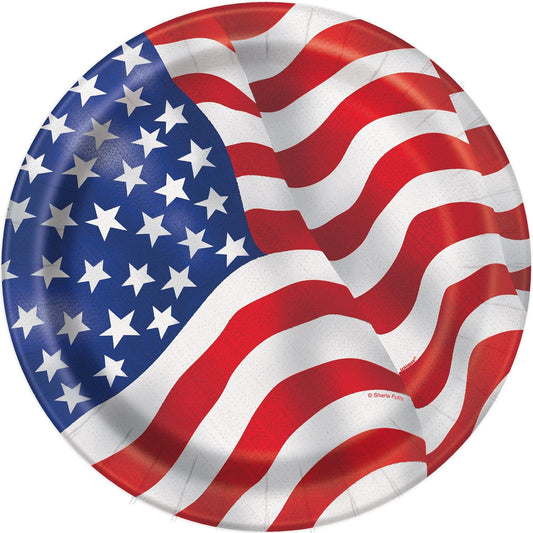 Unique Industries US American Flag Dessert Plates, 8ct
