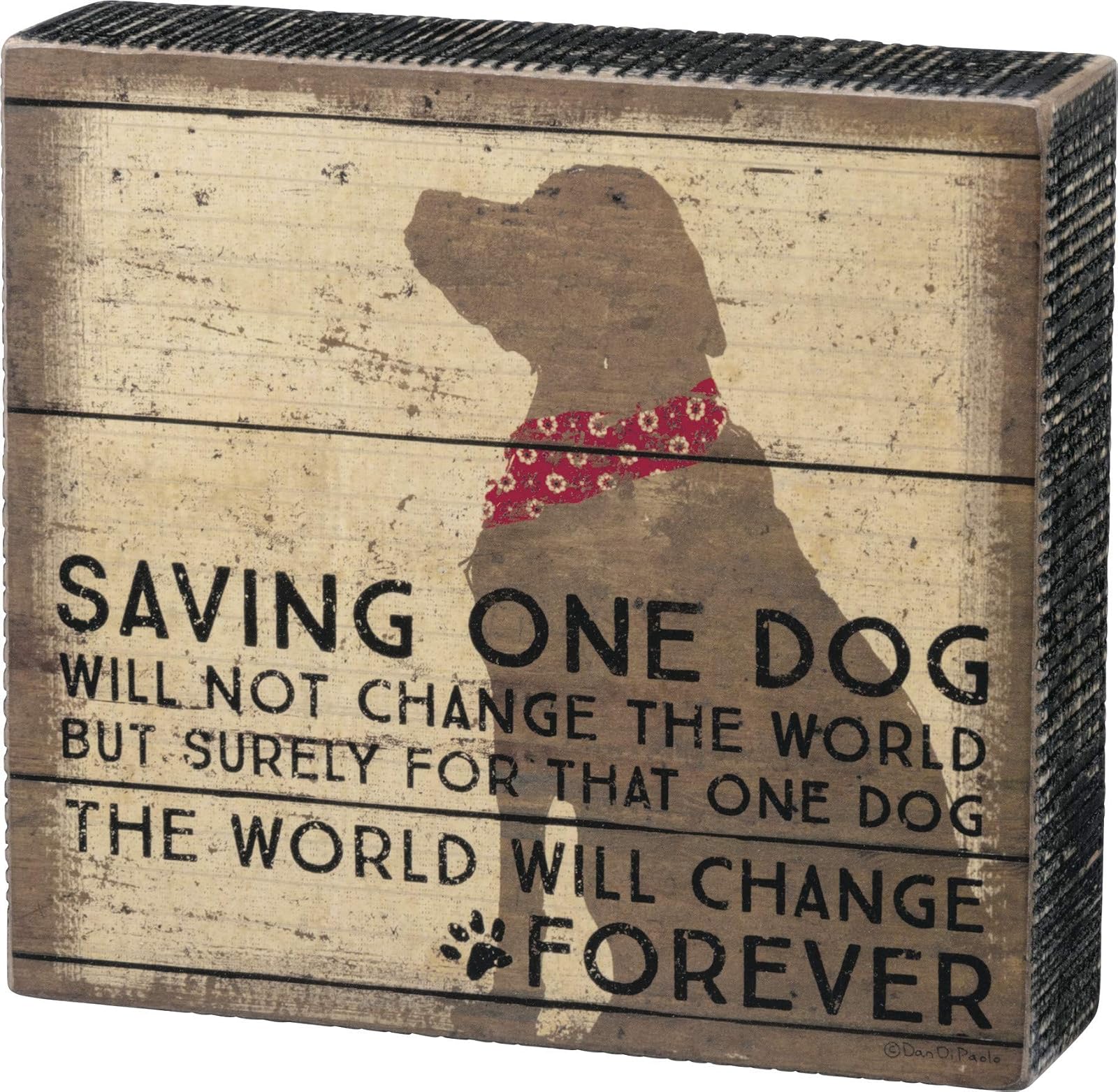 Primitives By Kathy Box Sign - One Dog 6.5 x 6