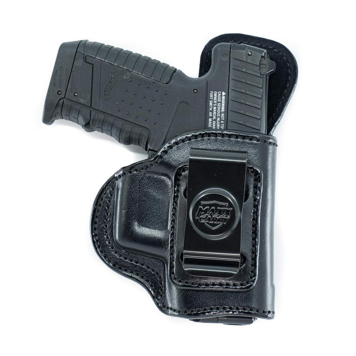 Cardini Leather USA Gun Holster, Right Hand, Black - Right Hand Draw (Inside the