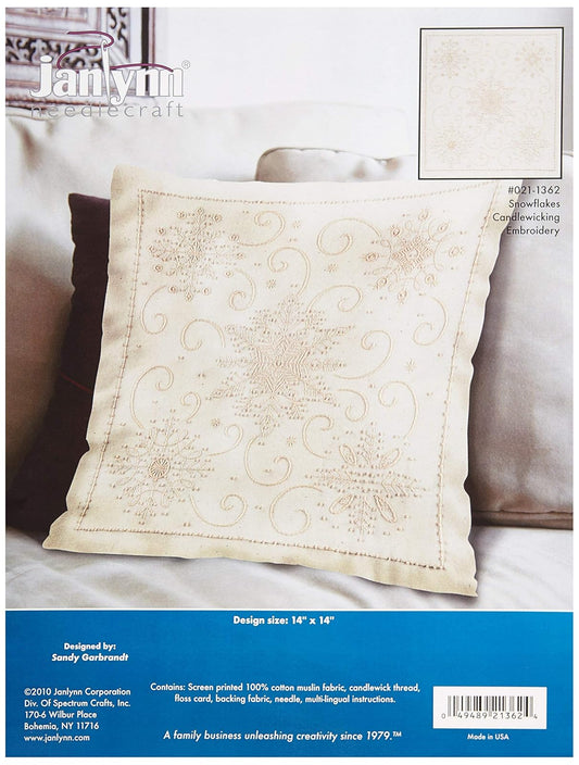 Design Works Crafts Janlynn Candlewick Decorative Pillow, Snowflake