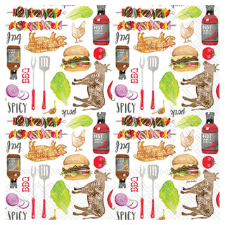 ihr SINCE 1977 Disposable Napkin, 6.5" x 6.5", BBQ Pattern