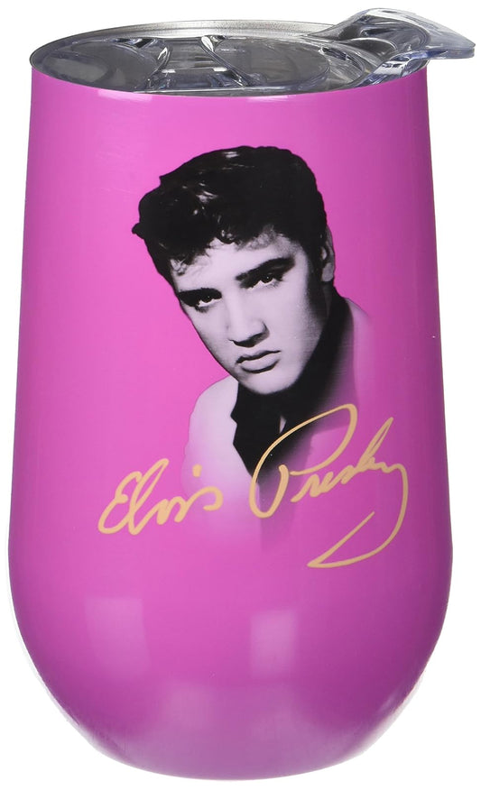 Spoontiques Smart Living Company 16947 Elvis Presley Stainless Wine Tumbler, 3.5 x 3.5 x 5.75 Inches, Pink