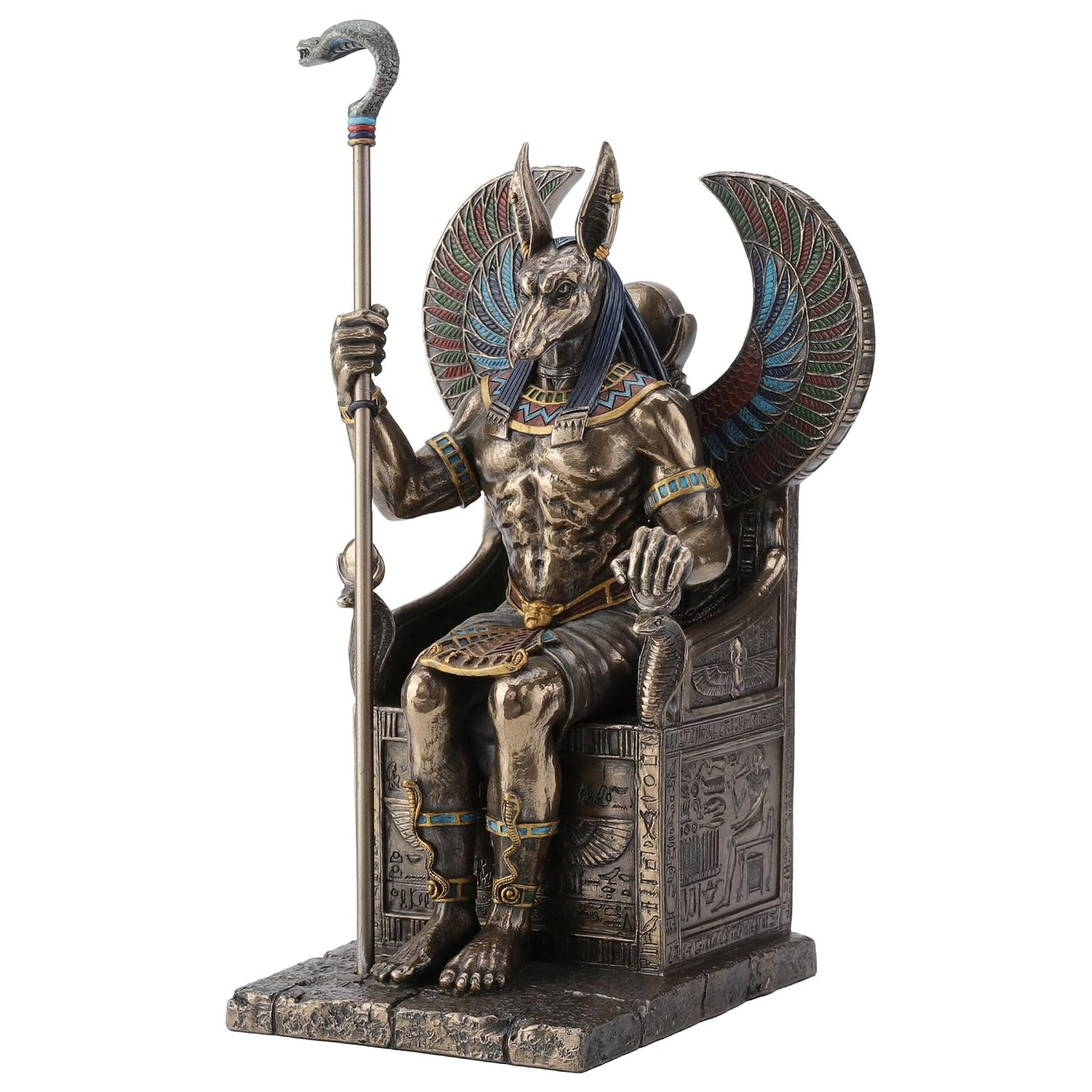 Unicorn Studio Resin Statues Bronze Finished Egyptian God Anubis On Throne Statue 5 X 10 X 4.5 Inches Bronze