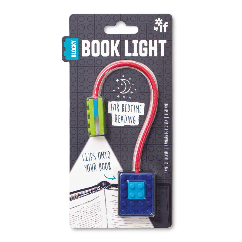 IF Blocky Book Light - Blue, Perfect Gift for Children, Reading Light for Books in Bed, Flexible Book Light Clip On, A Great Book Lamp with Batteries Included