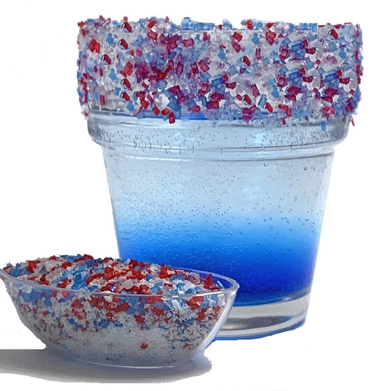 Ultimate Baker Snowy River 4th July Cocktail Salt - Natural Kosher Red, White Blue Margarita Salt for Cocktail Rimming (8oz Bag)