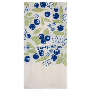 Karma, Fruit Basket Tea Towel - 100% Cotton Hand Towels for The Kitchen - Sweet Saying Home Decor - Blueberry