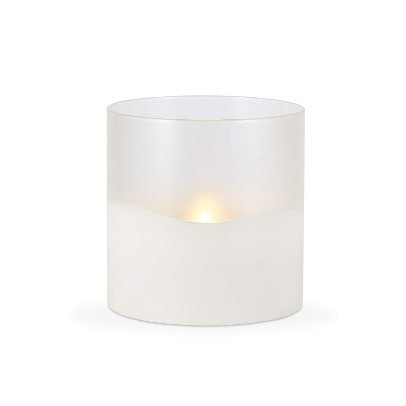 6"D x 6"H Hand Poured Wax Candle in Frosted Glass with Exclusive illumaflame™ Glow