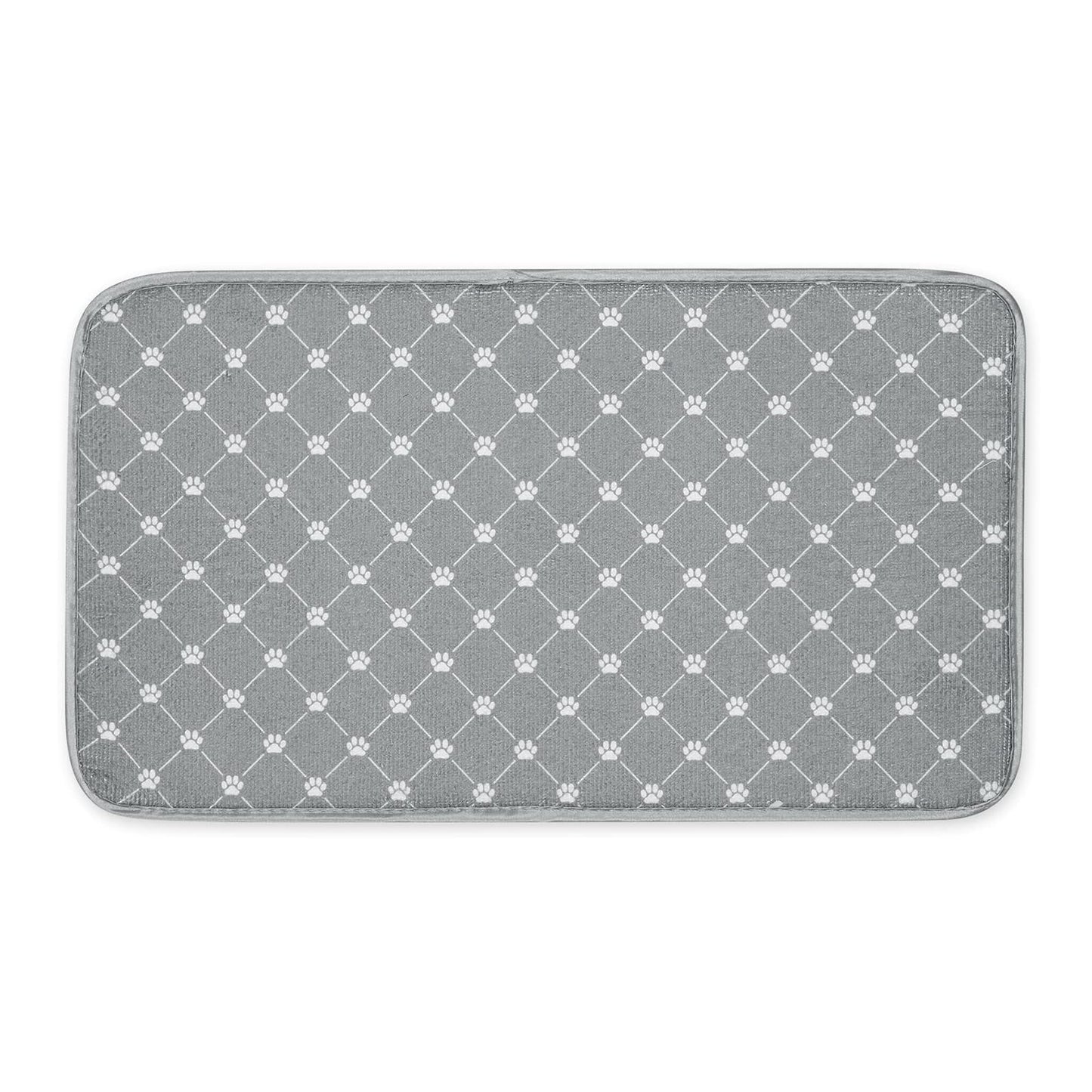Bone Dry Machine Washable, Ultra Absorbent Pet Mat, 10x18, Gray Trellis Print