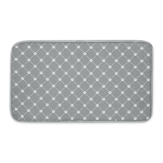 Bone Dry Machine Washable, Ultra Absorbent Pet Mat, 10x18, Gray Trellis Print
