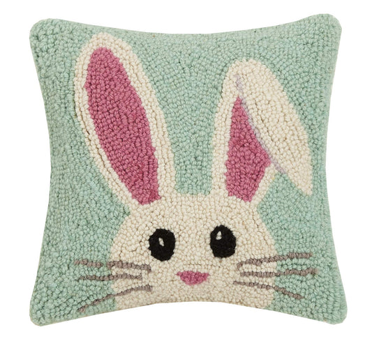 Peking Handicraft 30JES1739C10SQ Hello Easter Bunny Hook Pillow, 10-inch Square, Wool and Cotton
