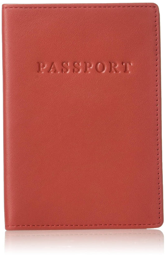 Royce Leather RFID Blocking Passport Travel Document Organizer in Leather, Red 2, One Size