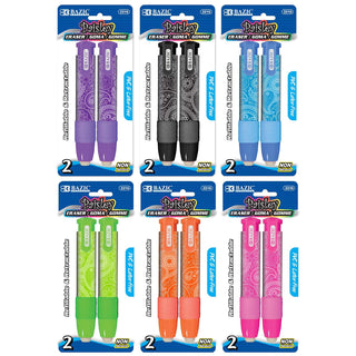 BAZIC Paisley Retractable Stick Erasers (2/Pack)