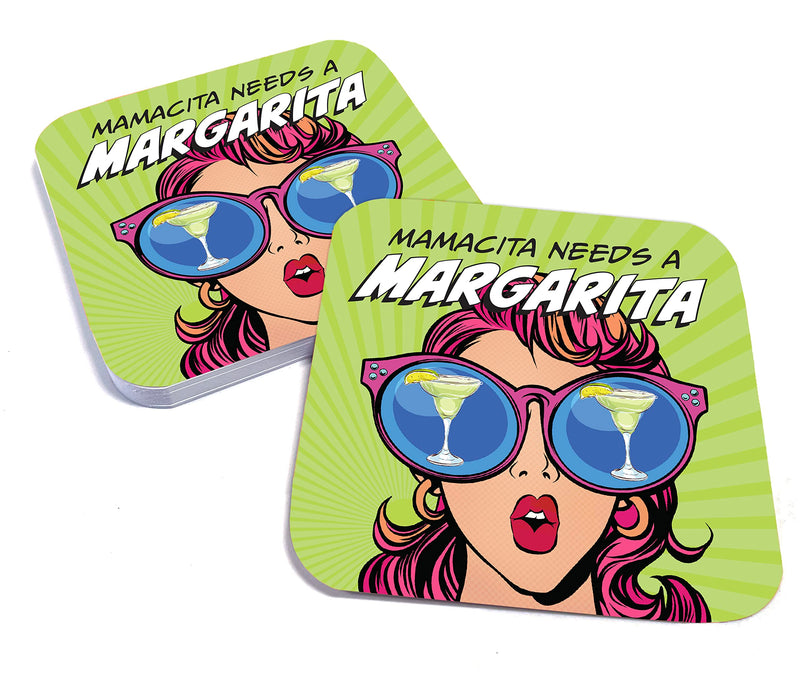 Paper Coasters for Drinks, Set of 20, Recyclable/Disposal, Funny Bar Accessory - Margarita Inspired