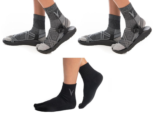 V-Toe Socks 3 Pairs V-Toe Wool Flip-Flop Big Toe Tabi Socks Shoe Size: Men 8.5-10.5 Women 9-11.5