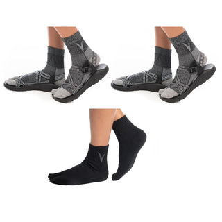 V-TOE SOCKS Socks, Large, 1 Black, 2 Charcoal