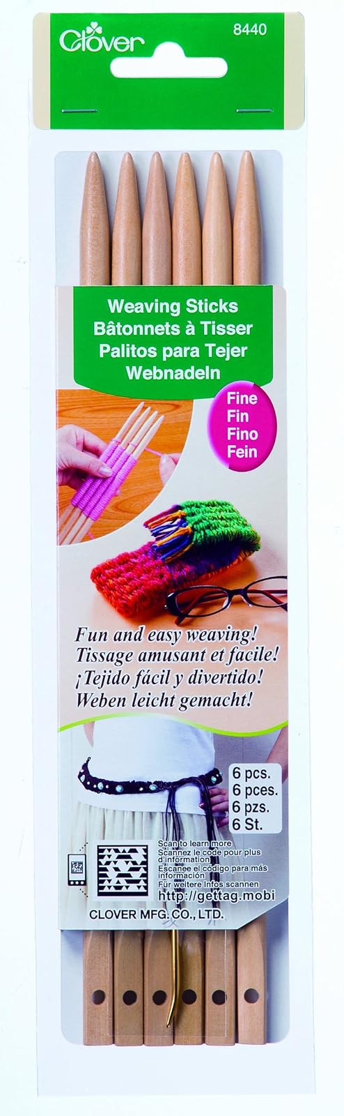 CLOVER 8440 Fine Weaving Sticks (6-Pack)