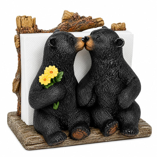 Comfy Hour 5.1 Inch Bear Napkin Holder, Kissing Black Bears