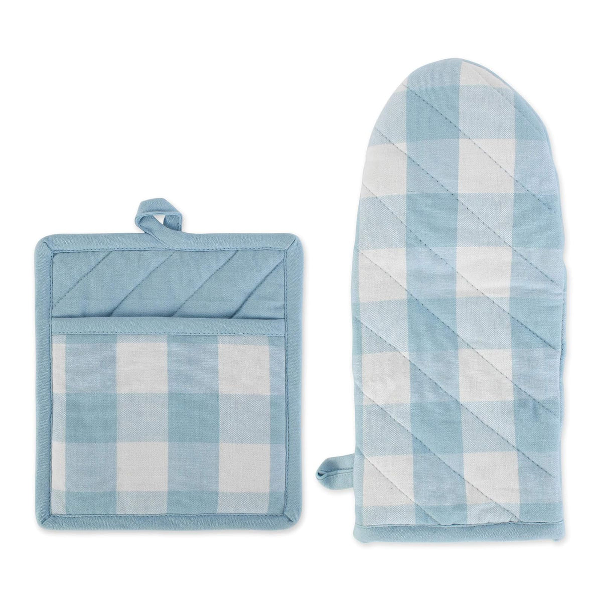 DII Pot Holder, Potholder & Oven Mitt, White & Light Blue