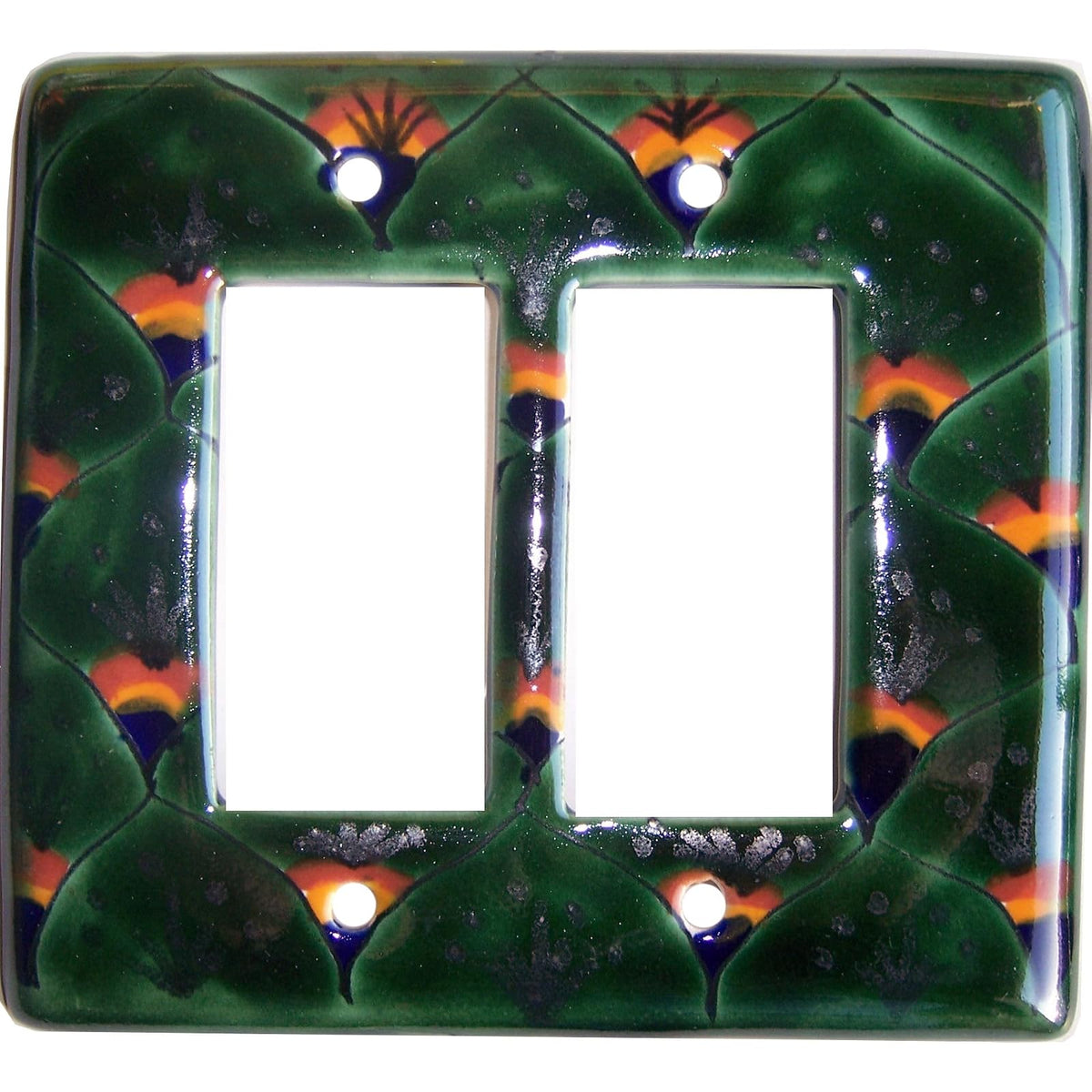 Fine Crafts Imports Wall Plate, Ceramic, Peacock Double Decora