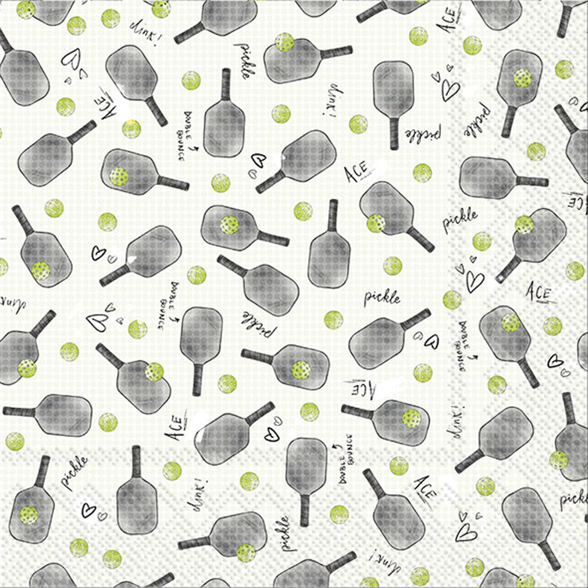 ihr SINCE 1977 Disposable Napkin, 5" x 5", Pickleball Pattern