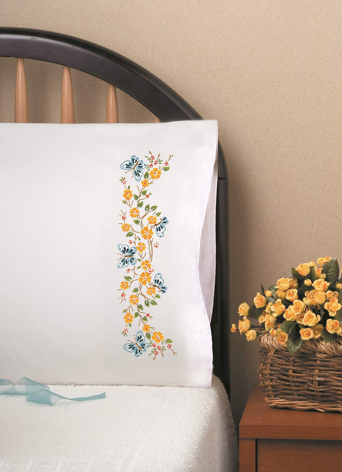 Design Works Crafts Butterfly Branch, 20" x 30" Stamped Pillowcases
