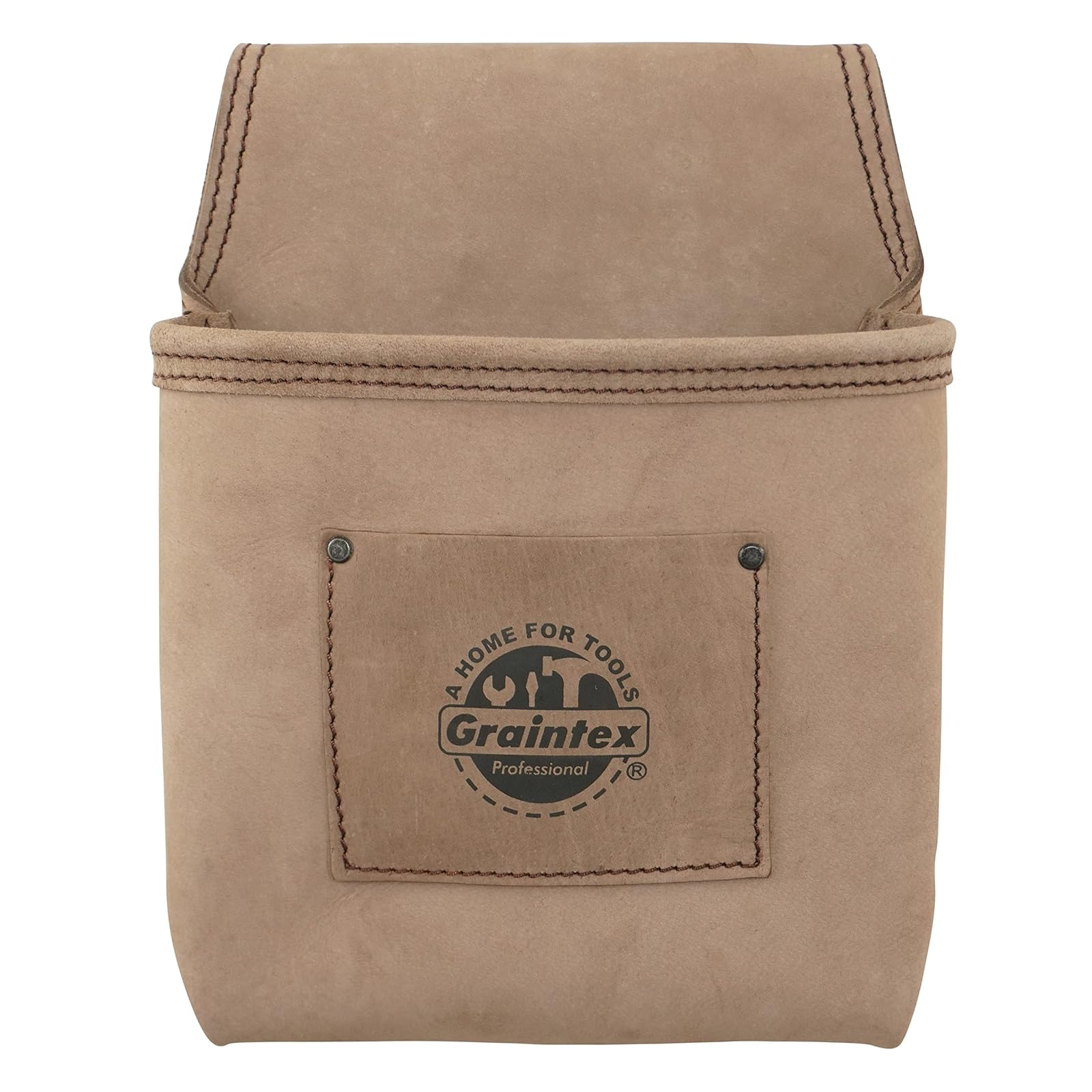 Graintex ST2009 One Pocket Nail & Tool Pouch Natural Top Grain Leather for Framers, Constructors, Electricians, Plumbers, Handyman