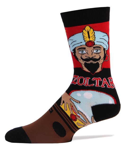 Oooh Yeah Socks Men's Novelty Crew Socks (Zoltar Fortune Teller), Funny Crazy Silly Cool Casual Dress Unique Cotton Socks (Make A Wish)