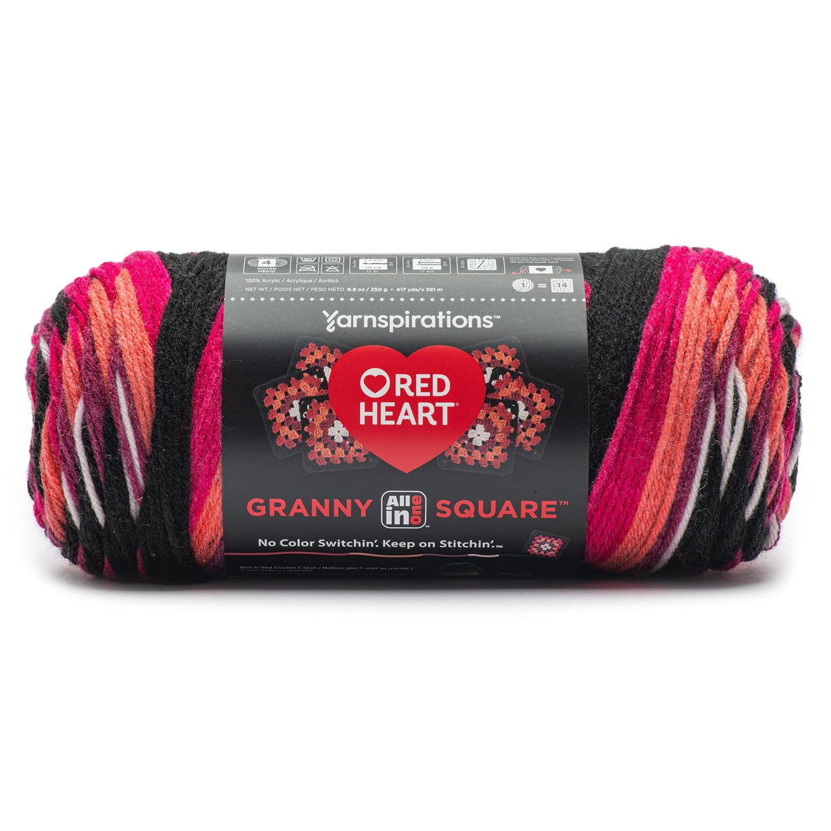 Red Heart Yarn, 15000 inches, Black - Carnation Code