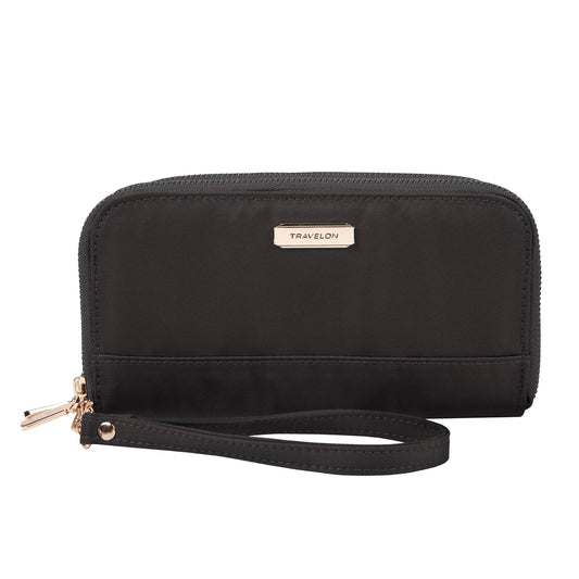 Travelon: RFID Blocking Double Zip Wallet - Black