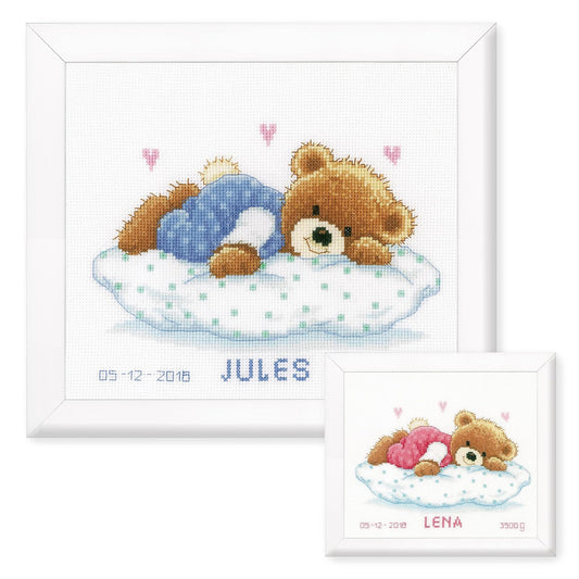 Vervaco Counted Cross Stitch kit Snoozing Teddy Bear