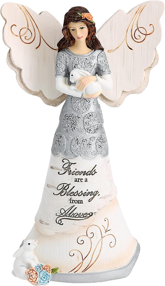 Pavilion Pivilion Elements 82313 Friends are a Blessing Collectible Figurine Angel Holding Bunny 6-Inch