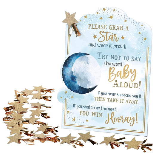 Blue Sky Clayworks Lillian Rose"Love You to The Moon and Back" Themed"Don't Say Baby" Baby Shower Clothespin Game,Blue