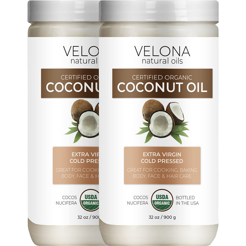 Velona USDA Certified Organic Coconut Oil Extra Virgin - 64 oz | Food and Cosmetic Grade | in jar | Extra Virgin, Cold Pressed