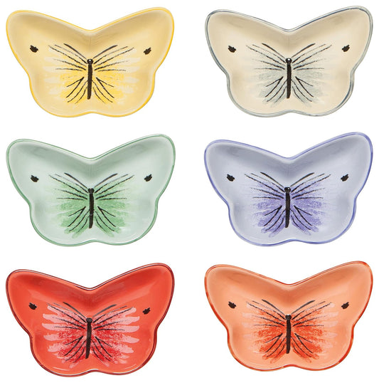 Now Designs Morning Meadow Butterfly Shaped Stoneware Pinch Bowl, Set of 6
