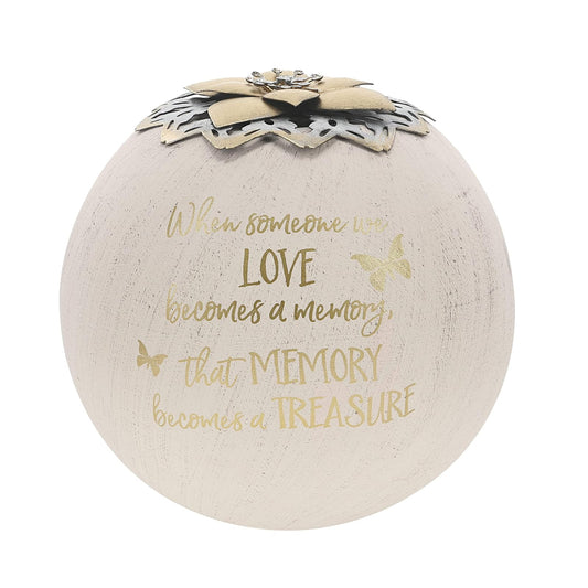 Pavilion Gift Company Round 5 Inch Tealight Candle Holder When Someone We Love, Memory Becomes A Treasure, 5.5 Inch, Gold