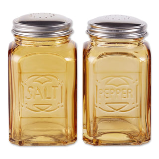 RSVP International 8 oz Retro Glass Salt & Pepper Shakers, Amber | Stainless Steel Lids
