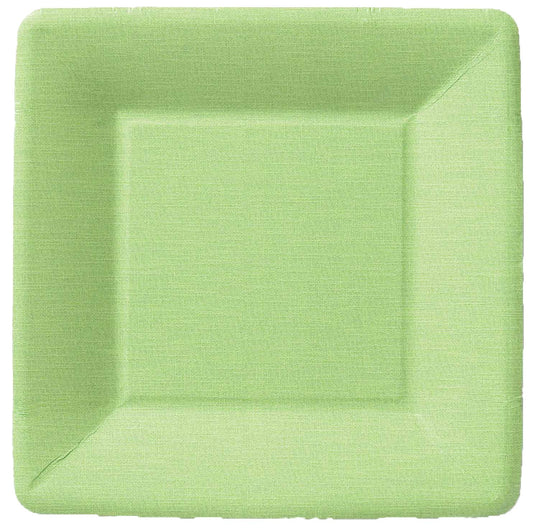Boston International Ideal Home Range IHR Square Disposable Dessert Paper Plates, 7-Inches, Classic Linen Green