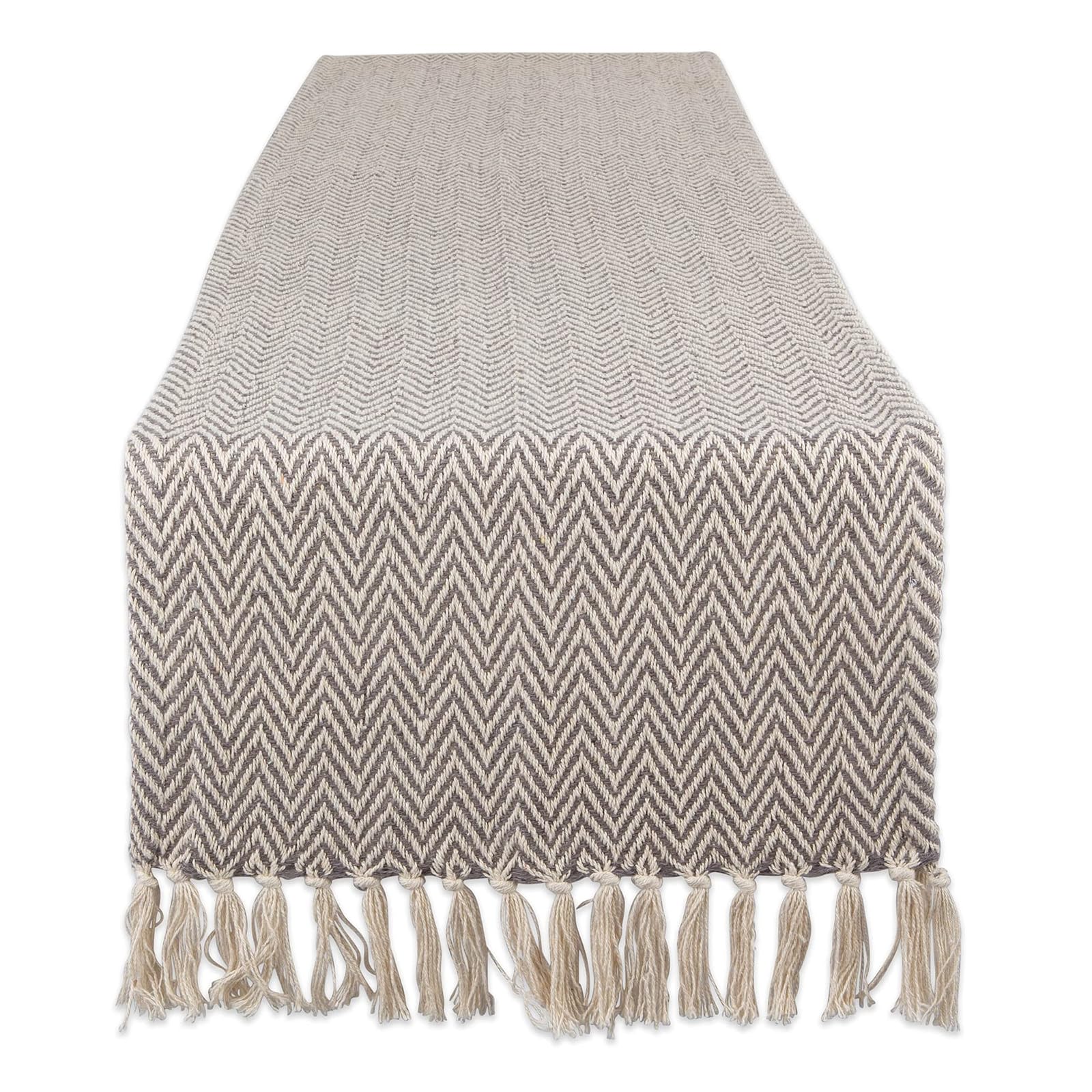 DII Design Woven Basic Tabletop Collection, Chevron Table Runner, 15x108, Gray